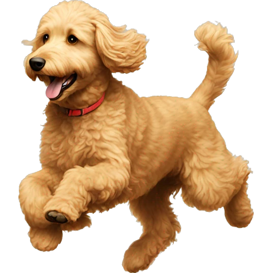 Golden doodle running  emoji
