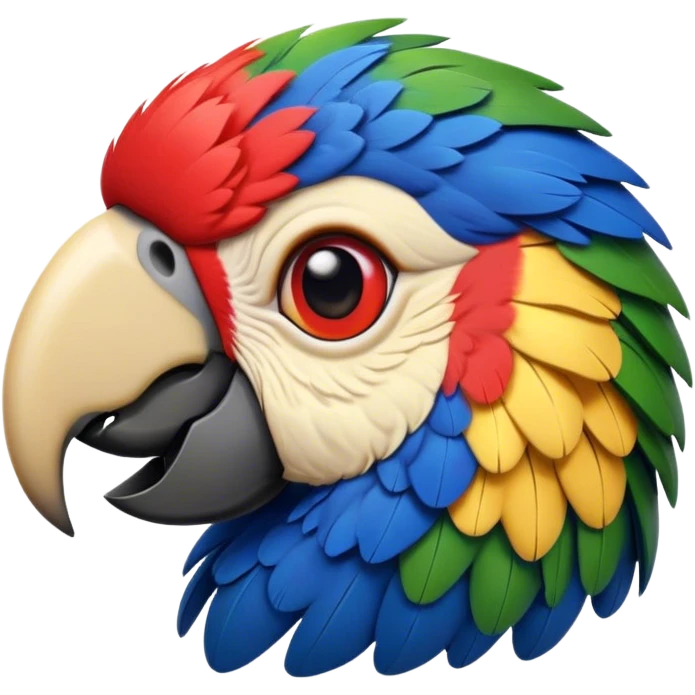 Cinematic Realistic Noble Macaw Portrait Emoji, Poised and majestic, with a robust, vibrant build and meticulously detailed plumage in scarlet, deep blue, and touches of gold, a strong, curved beak and piercing, intelligent eyes, rendered with lifelike feather texture and natural lighting, high shine, commanding and regal, styled with an air of tropical authority, focused and attentive, soft glowing outline, capturing the essence of a watchful and confident macaw that appears ready to soar out of the screen with effortless splendor! emoji