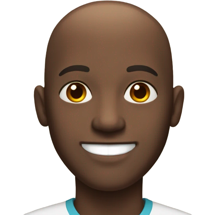 Dark brown skin bald man smiling portrait emoji