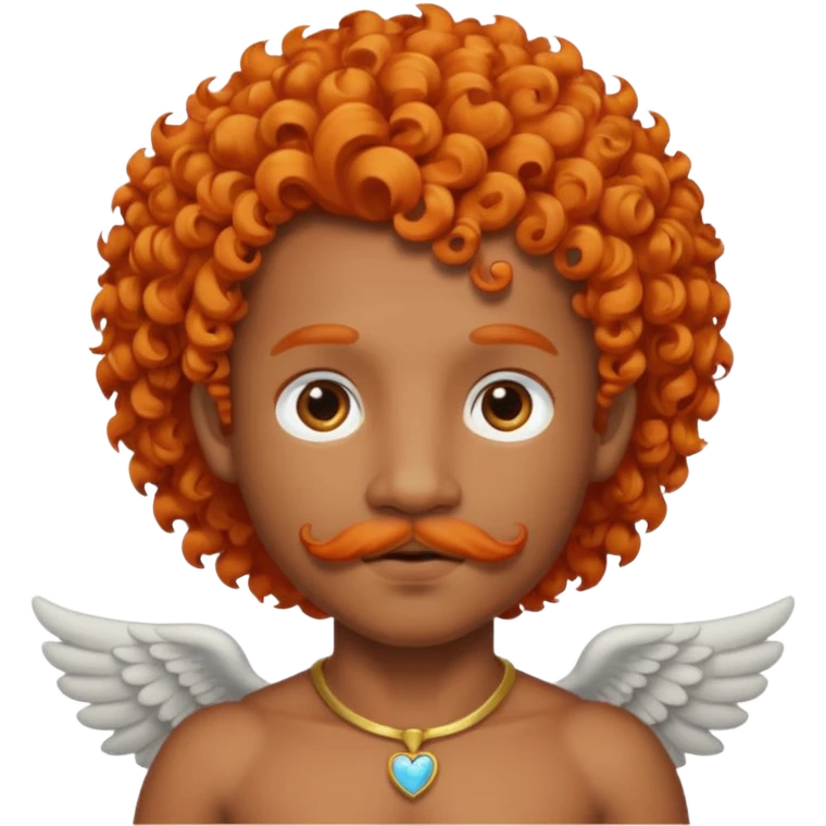 Black cupid with orange hair and mustache emoji