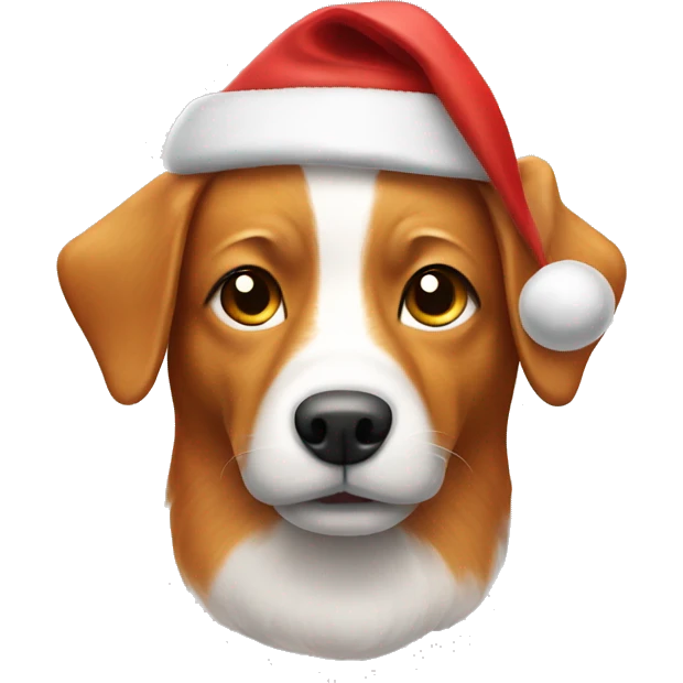 ginger dog with a santa hat emoji