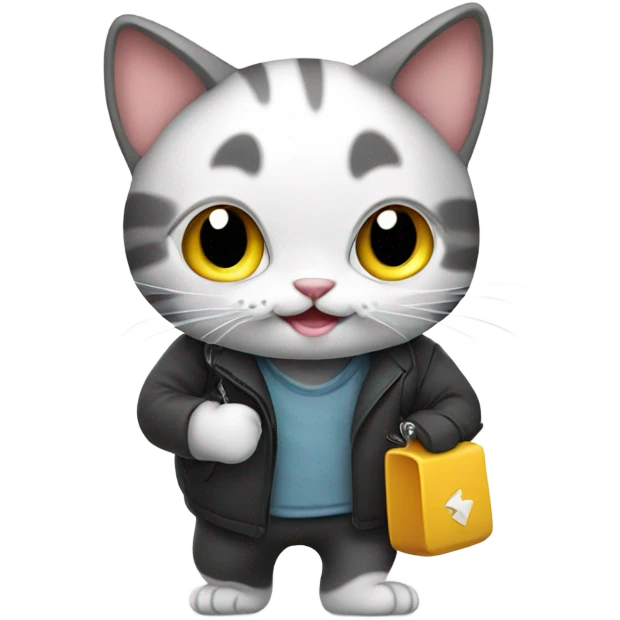 Cat holding a phone while walking emoji