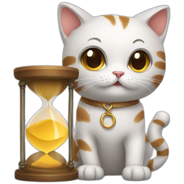 cat holding a hourglass emoji