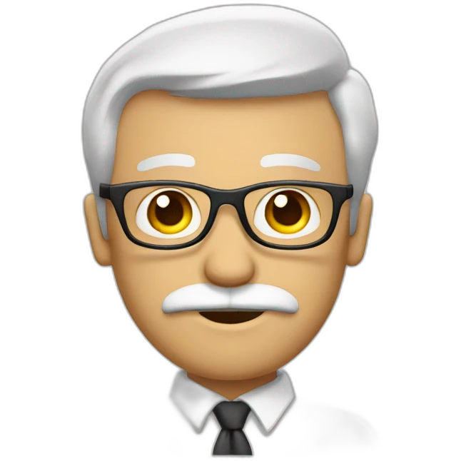 profesor, sin pelo, con barba y gafas emoji