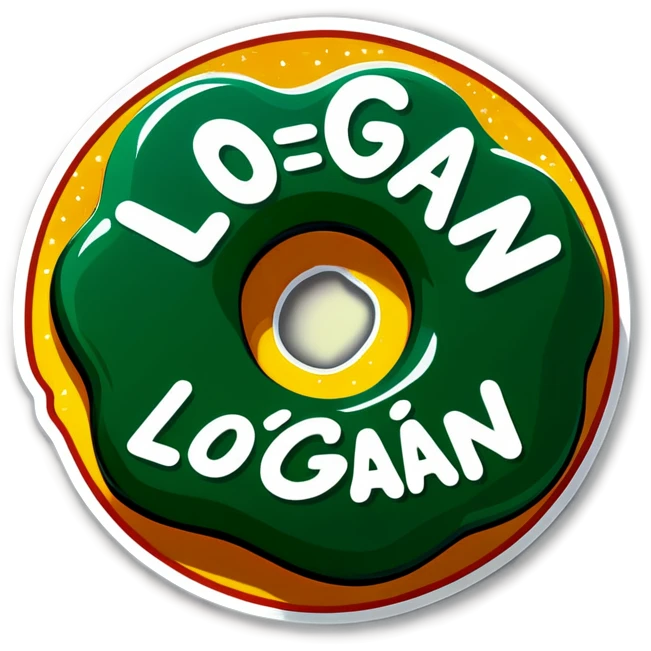 Green shiny donut coin that says the word “Logan” emoji