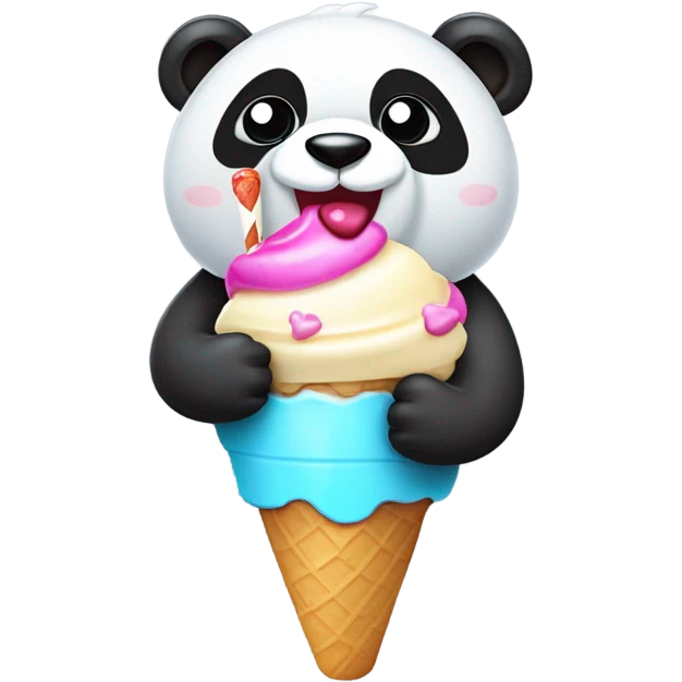Panda eating ice cream emoji