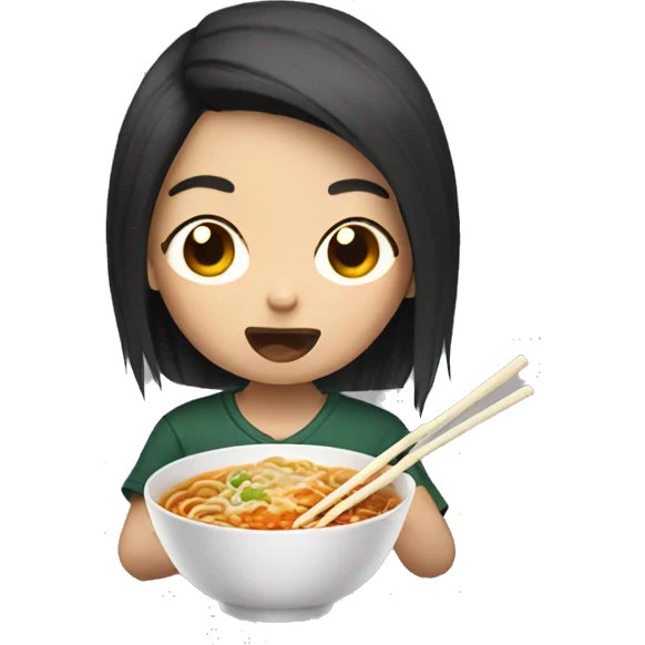 Asian with tattoos eating ramen emoji