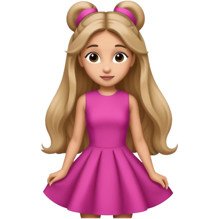 Ariana Grande with long dark blonde hair, dark pink dress emoji