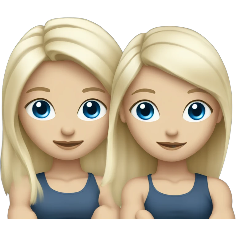 Two white blonde girls with blue eyes lifting weights emoji