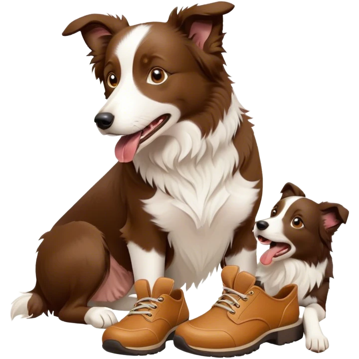Border collie with a woman’s shoe emoji