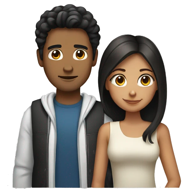 couple with brown haired girl and a white guy with black hair  emoji