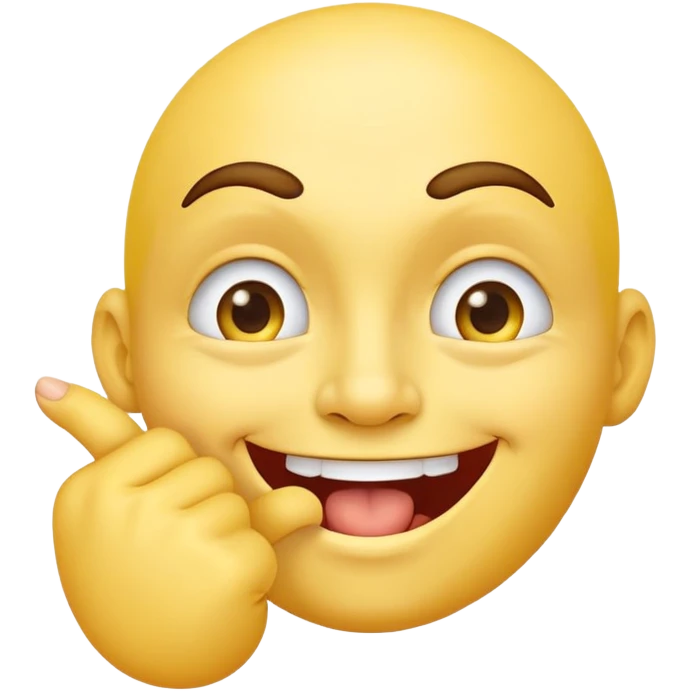 A simple (🙂) yellow, round face with a flirty expression: eyes slightly squinting, a cheeky smile, and biting its index finger in a playful, seductive way. emoji