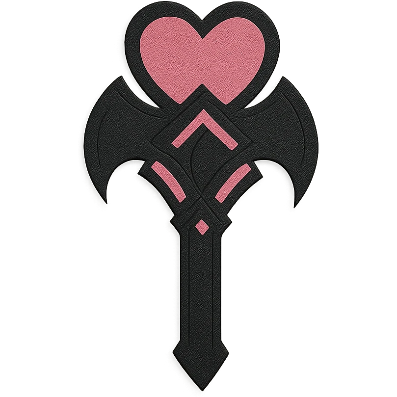 BLACKPINK-inspired gothic object, layered and graphic, black and pink colors, paper craft style emoji