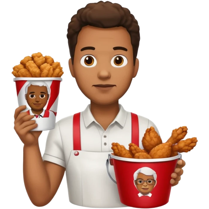 Black man holding a kfc bucket filled with fried chicken emoji