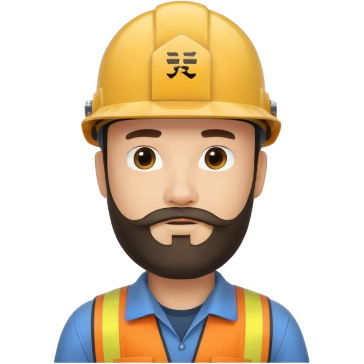 Ingeniero con barba y con casco y letra china minipeka   emoji