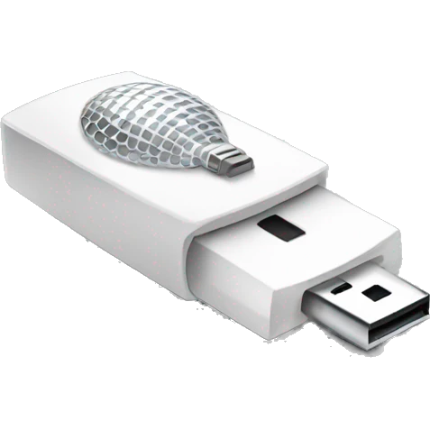 white pendrive with silver disco ball emoji