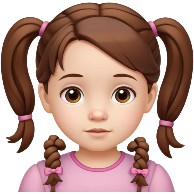 3 летняя Девочка с каштановыми волосами косичками emoji