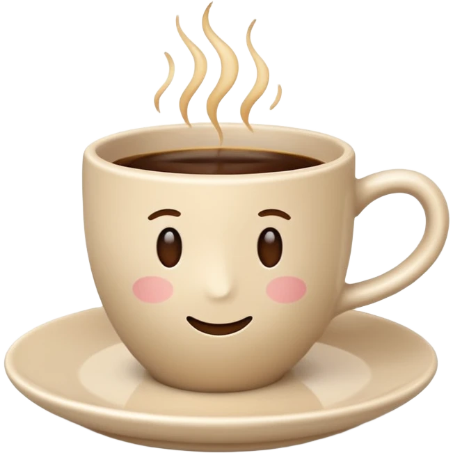 light beige coffee cup on saucer, minimalism, no decoration, emoji style emoji