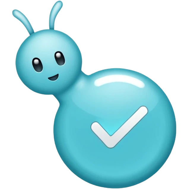 A white tick ✔️with a cyan circle back ground  emoji