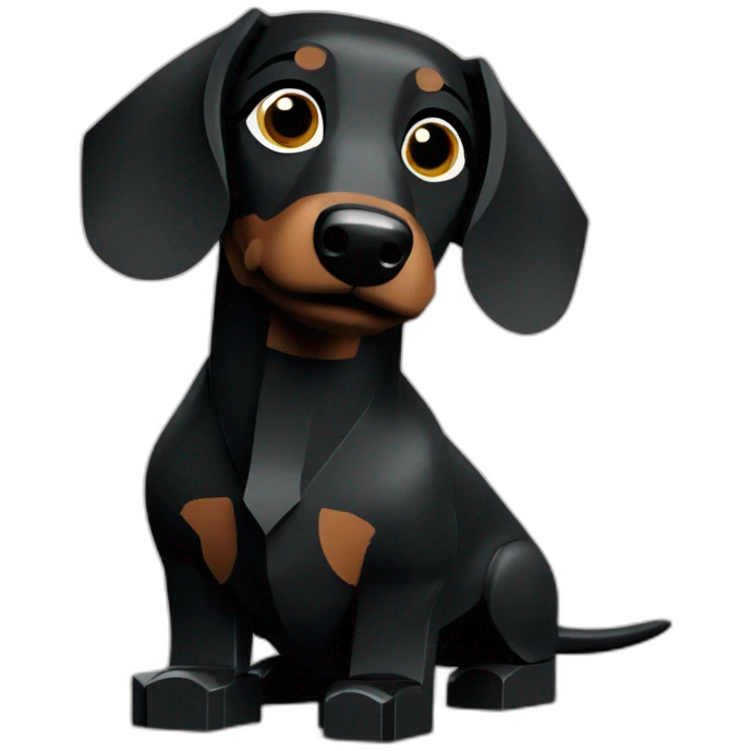 a black dachshund made of lego cubes emoji