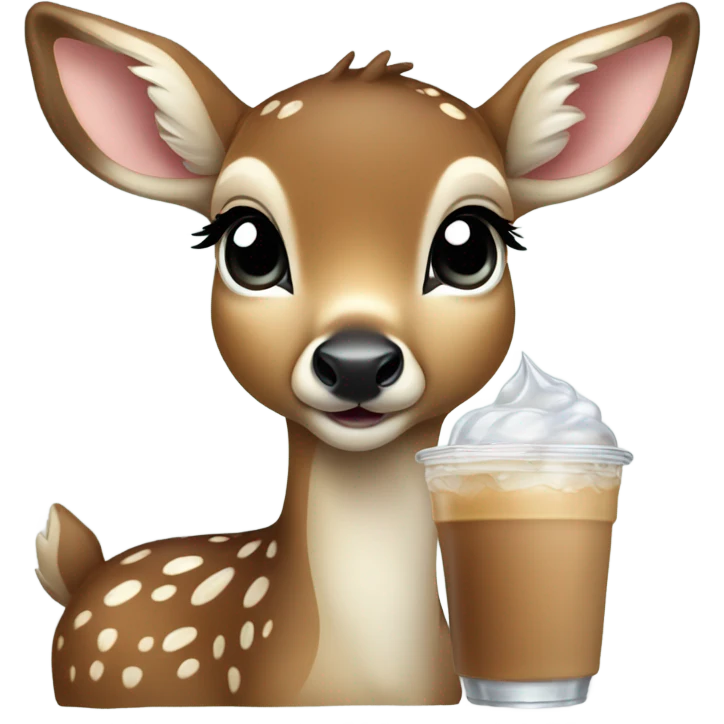 Baby deer drinking iced coffee emoji