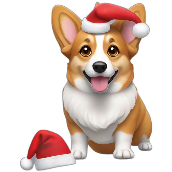 a corgi wearing Santa’s hat emoji