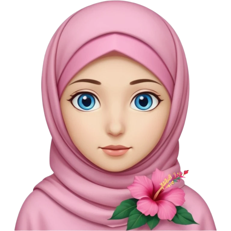 Turkish beautiful finish Konya girl blue eyes with light pink hijab islamic dress and had on her hijab hibiscus flower emoji