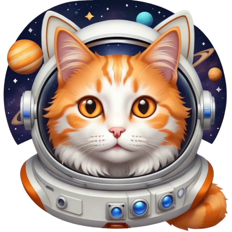 cat in space with stars and planets emoji