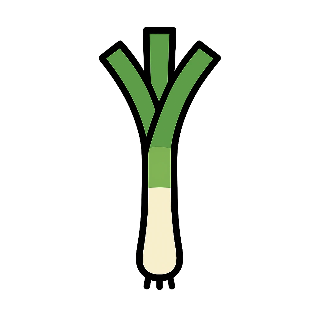 a single tall leek, stylized, vibrant colors emoji