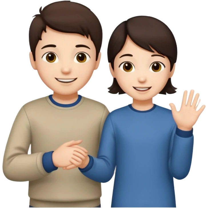 brunette boy holding Asian girl’s hand emoji