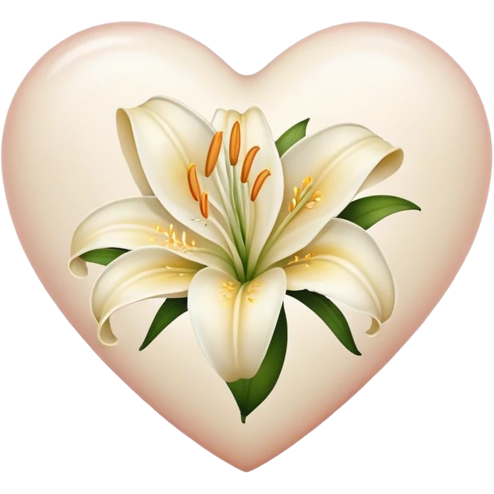 Heart with lily inside of ecru emoji