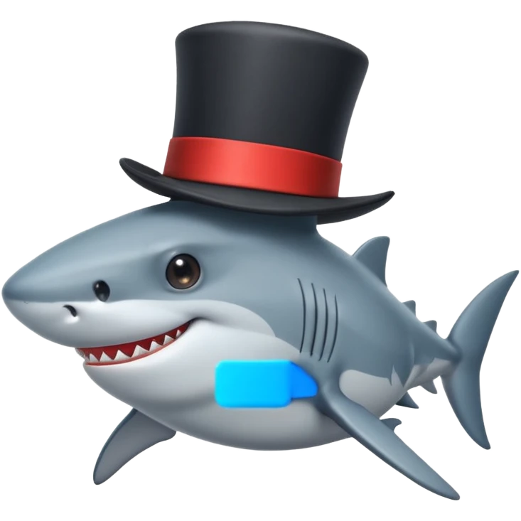 Shark with a top hat emoji