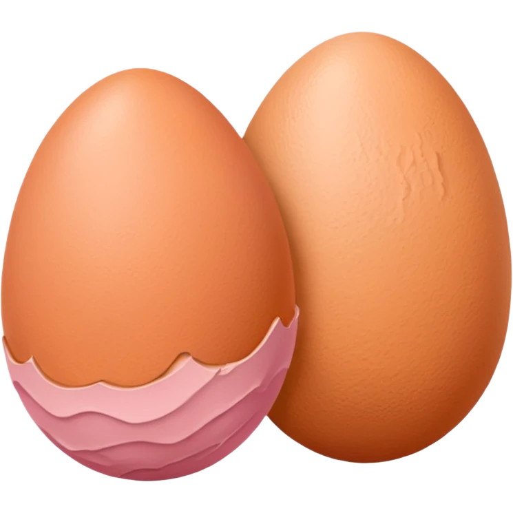 two skin tone peachy beige-pink egg shaped balls/spheres, both same size and same color, add a bumpy, loose, wrinkly skin texture with folds to both.  emoji