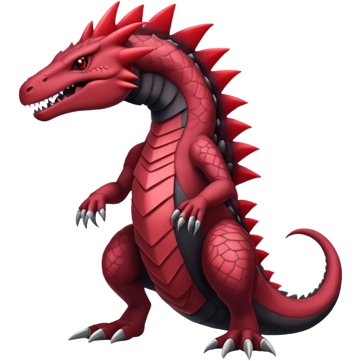 Badass black and red salazzle-tyranitar-hybrid, full body emoji