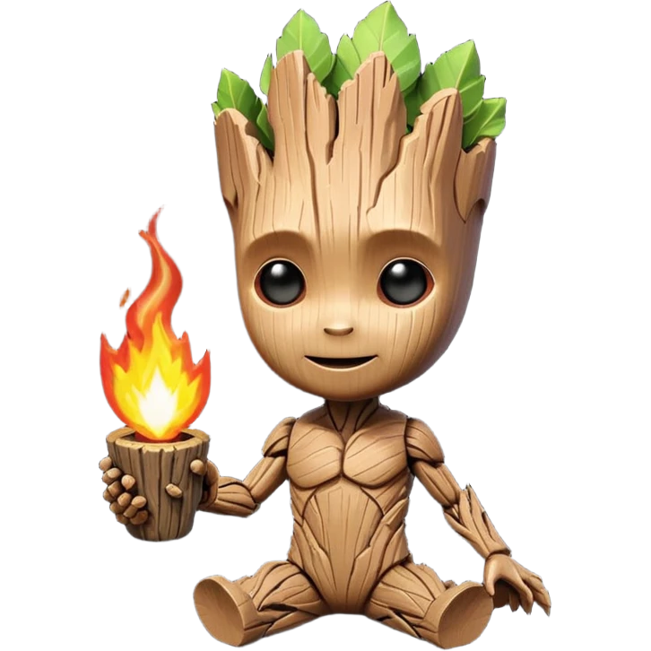 baby-groot with a hearth emoji