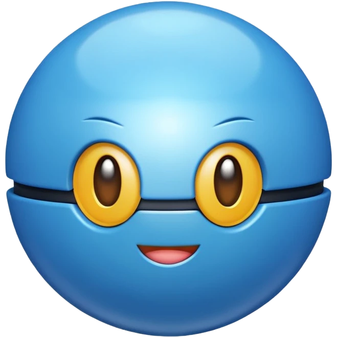 A blue Pokéball with highlights, emoji style, variation 5 emoji