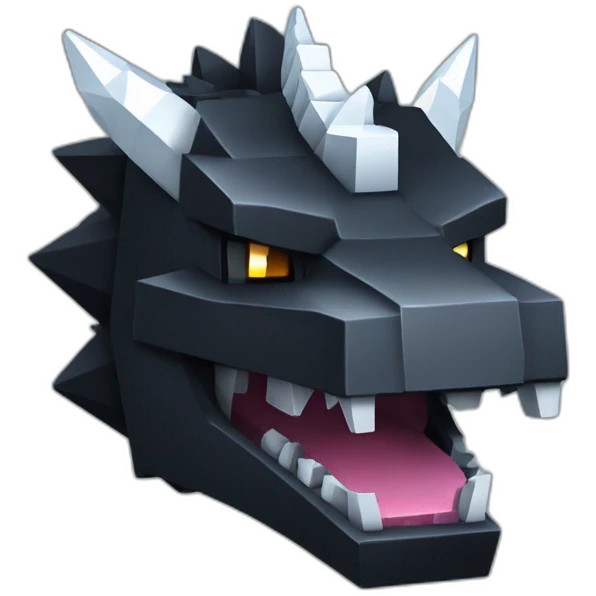 Minecraft Black Godzilla Head With Diamond Unicorn Horn and Lazer Eyes emoji