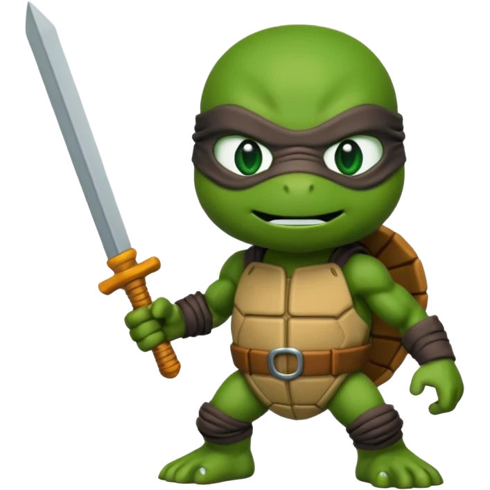 Michelangelo from Teenage Mutant Ninja Turtles, emoji style, head only, cute minimalistic style, with a nunchuck emoji