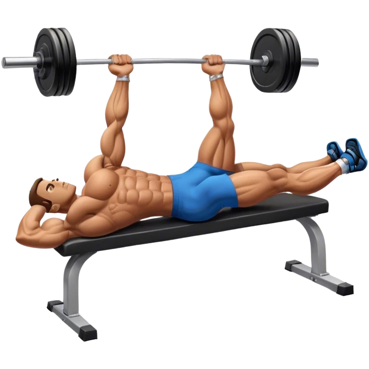 side-view bodybuilder lying down barbell glute-bridges emoji