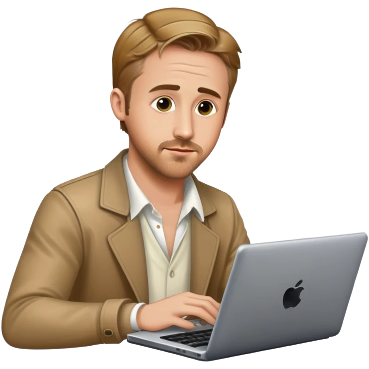 ryan gosling typing on his laptop emoji