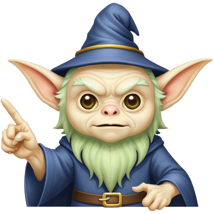 ugly wizard gremlin looking in agreement pointing at you emoji