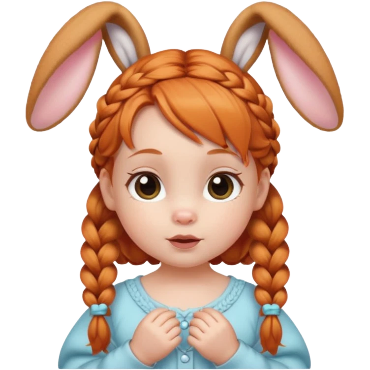 bunny ear accessory wearing baby ginger braided hair emoji
