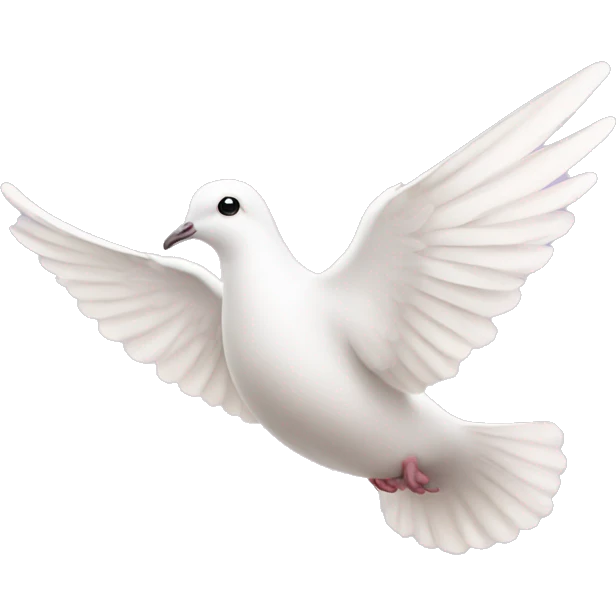 dove in flight with light pink bow tied around neck emoji