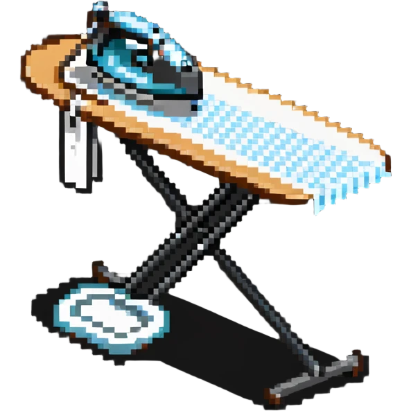 An ironing board with a clothes iron on it emoji