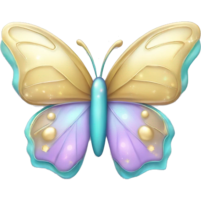 Magic lilac, golden, turquoise pastel colors style, with little shiny sparkles baby butterfly emoji