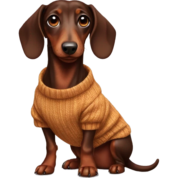 Chocolate dachshund wearing jumper emoji