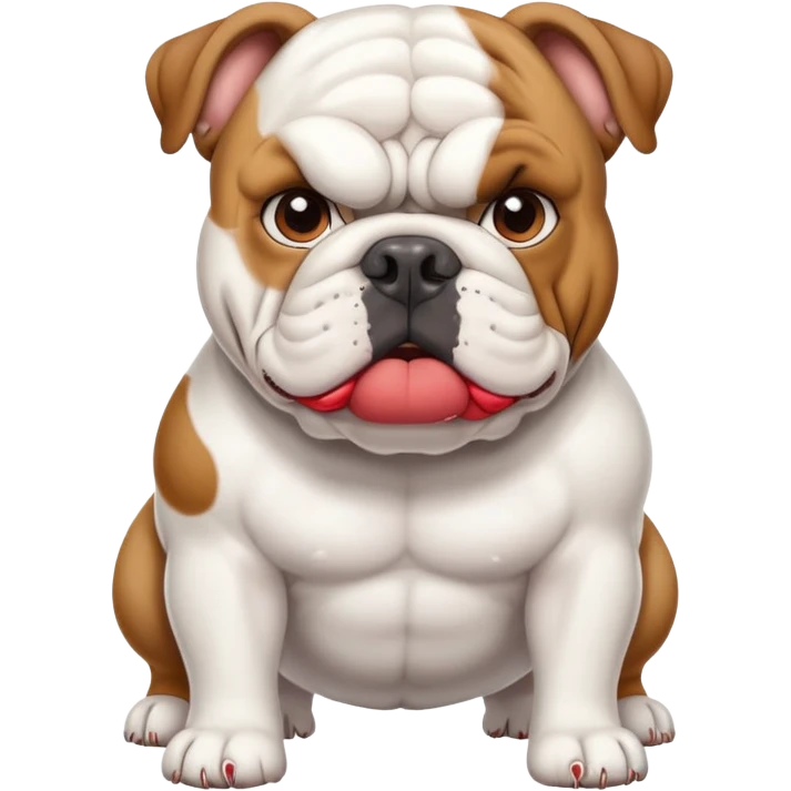 White English Bulldog baseball bat in mouth emoji