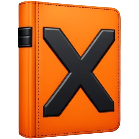 A bright orange book with a black, bold X with an edgy texture, exuding energy and pure, unapologetic confidence..orange halo aura.. unstoppable emoji