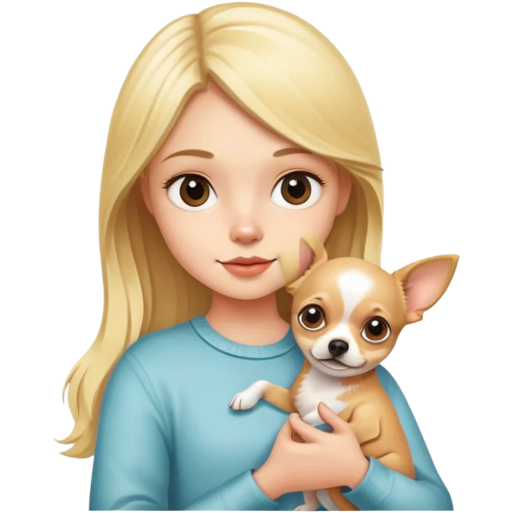 Blond girl with a chihuahua in her arms. emoji