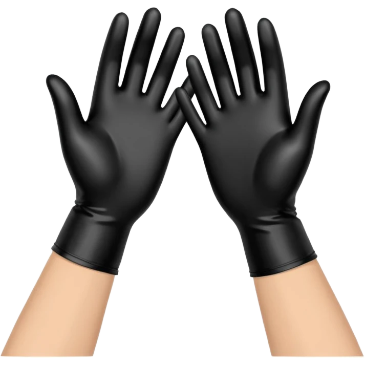 shiny black latex gloves on male hands emoji